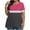 Hot Pink, variant on fatyb Women's Plus Size Blouses V Neck Color Block Loose Tshirts Casual Short Sleeve Summer Tee Tops