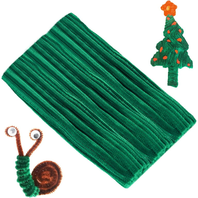 Pipe Cleaners Craft Supplies - 100pcs Dark Green Pipe Cleaners Craft and  100pcs White Pipe Cleaners, Craft Kids DIY Art Supplies, Pipe Cleaner  Chenille Stems 