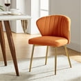 thumbnail image 3 of Modern Velvet Wingback Accent Chair Upholstered Vanity Chair Bedroom Living Room Orange, 3 of 10