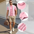 thumbnail image 6 of Men's Mock Neck Shirt Short Sleeve Slim Fit Basic Casual Solid Color Pullover Tee Light pink S, 6 of 6