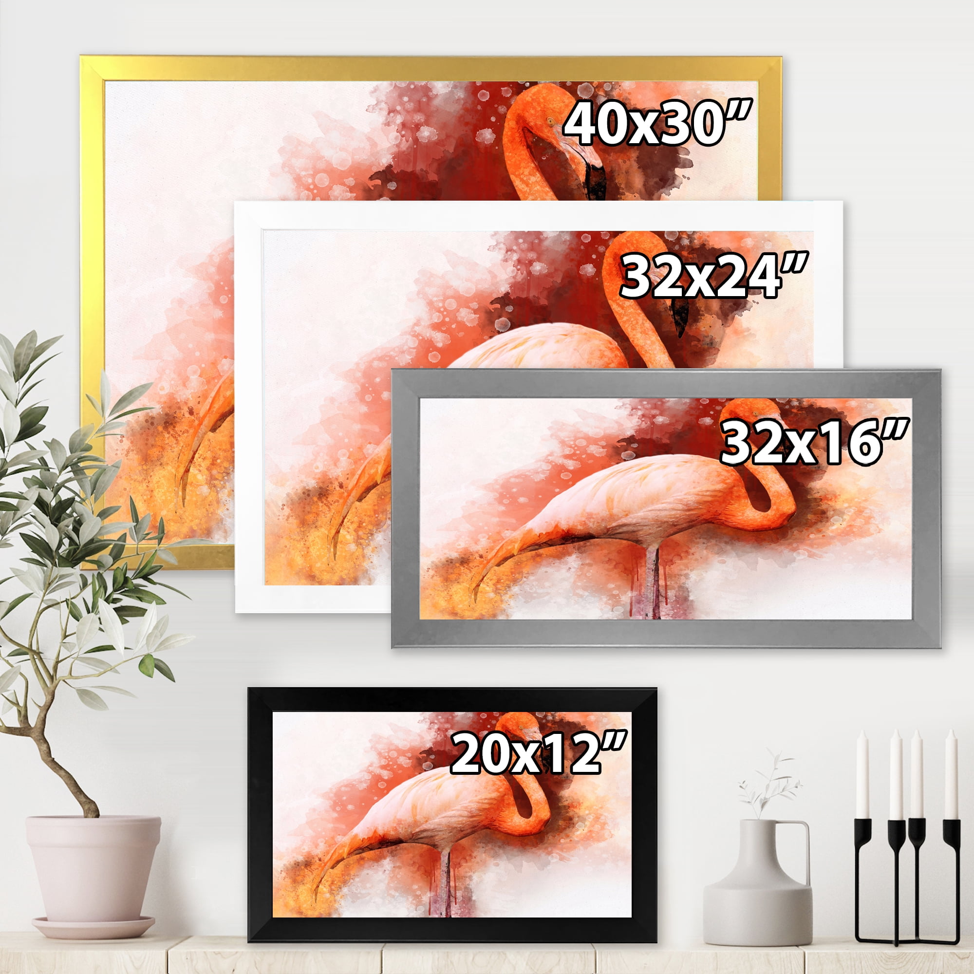 Designart 'Abstract Portrait of Pink Flamingo II' Farmhouse Framed Art Print