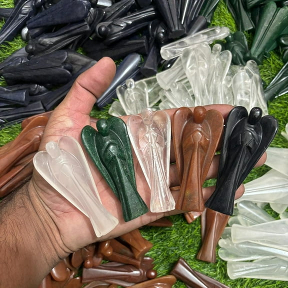 Pack of 10 3 IN Hand Carved Crystal Guardian Angels Archangels for Christmas Gifts & Home Decor Angels