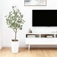 thumbnail image 5 of Huisuilinss Artificial Eucalyptus Tree,5FT Tall Faux Eucalyptus Tree,Potted Fake Eucalyptus Plant With White Tall Planter,Indoor Floor Plant For Home Living Room Balcony House Office Wedding Decor, 5 of 7