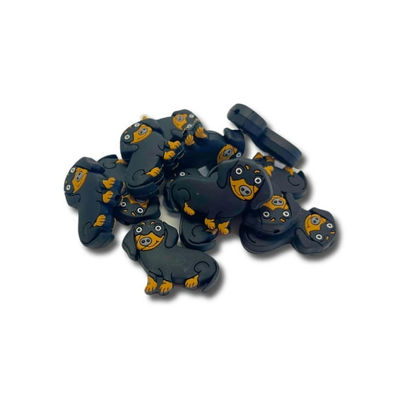 Lashicorn Dachshund Weiner Dog Silicone Focal Bead 12pk Kit Bulk for Freshie Hangers Animal Lover Organizer Supplies Wristlet Keychain Beadable Pens