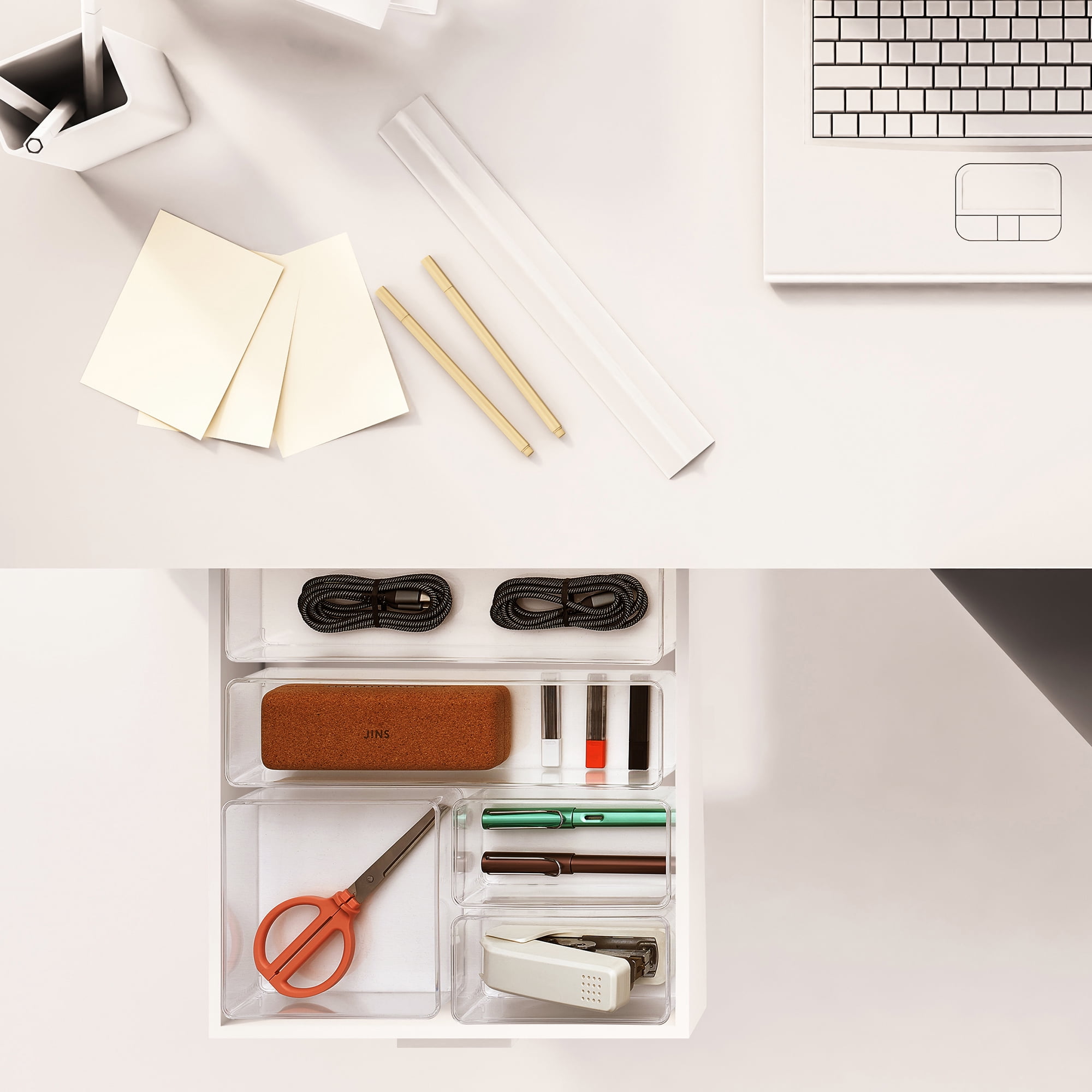 Sorbus Clear Drawer Organizer 5-Piece Set A, Multi-Purpose Storage Bins for Office & Crafts