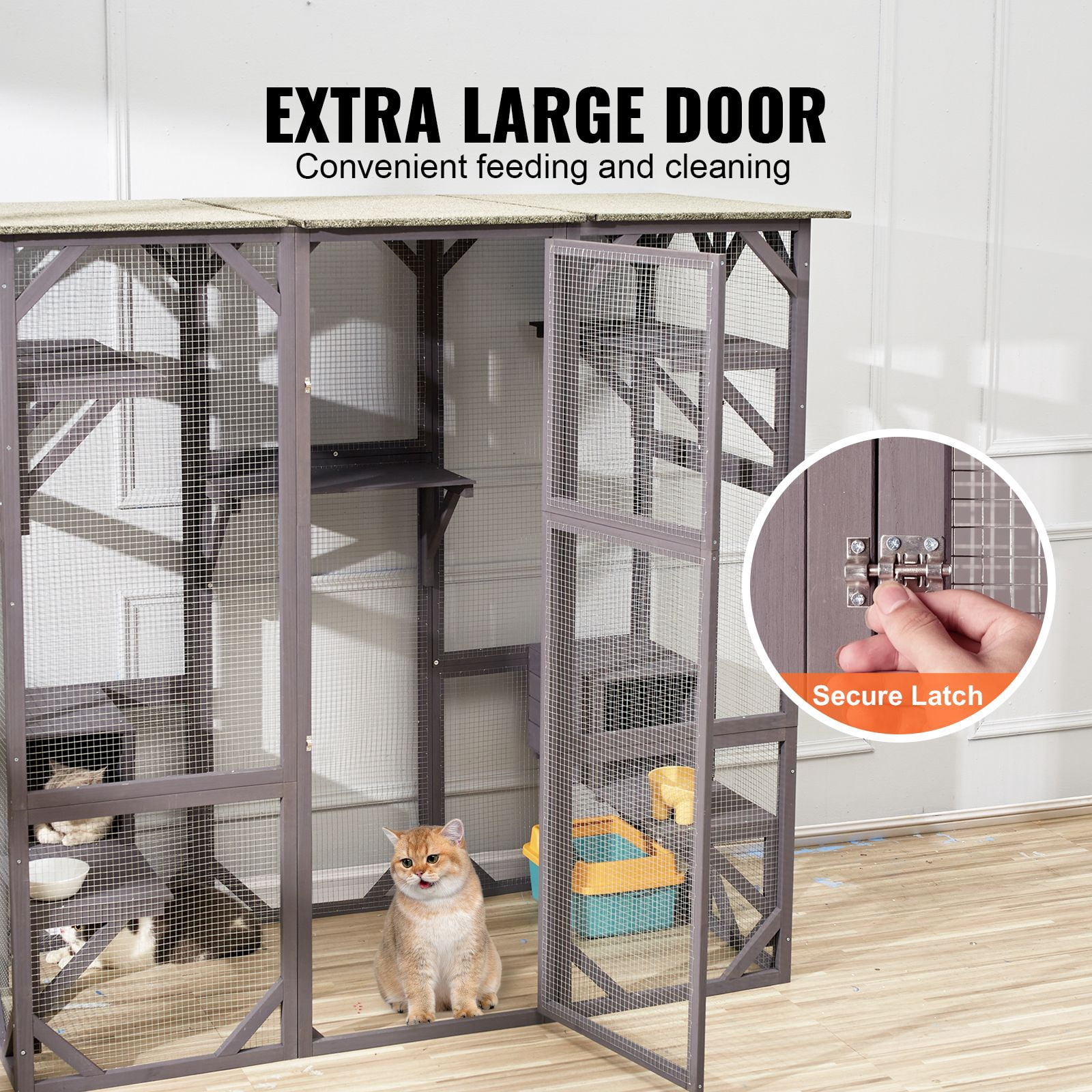 Dranite Large 7-Level Outdoor Catio, 71x35x67 Inch Cat Enclosure with Platforms & Resting Boxes