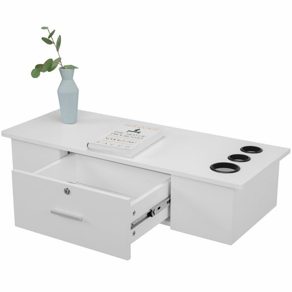 ​AOJDVE Modern Wall - Mount Barber Styling Station, Beauty Salon Storage Equipment with Tool Hooks, Hair Dryer Holder, and Drawer - Durable Steel Construction