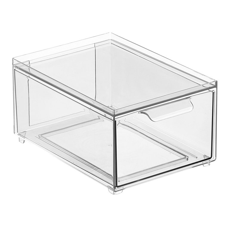 mDesign Stackable Closet Storage Bin Box with Pull-Out Drawer