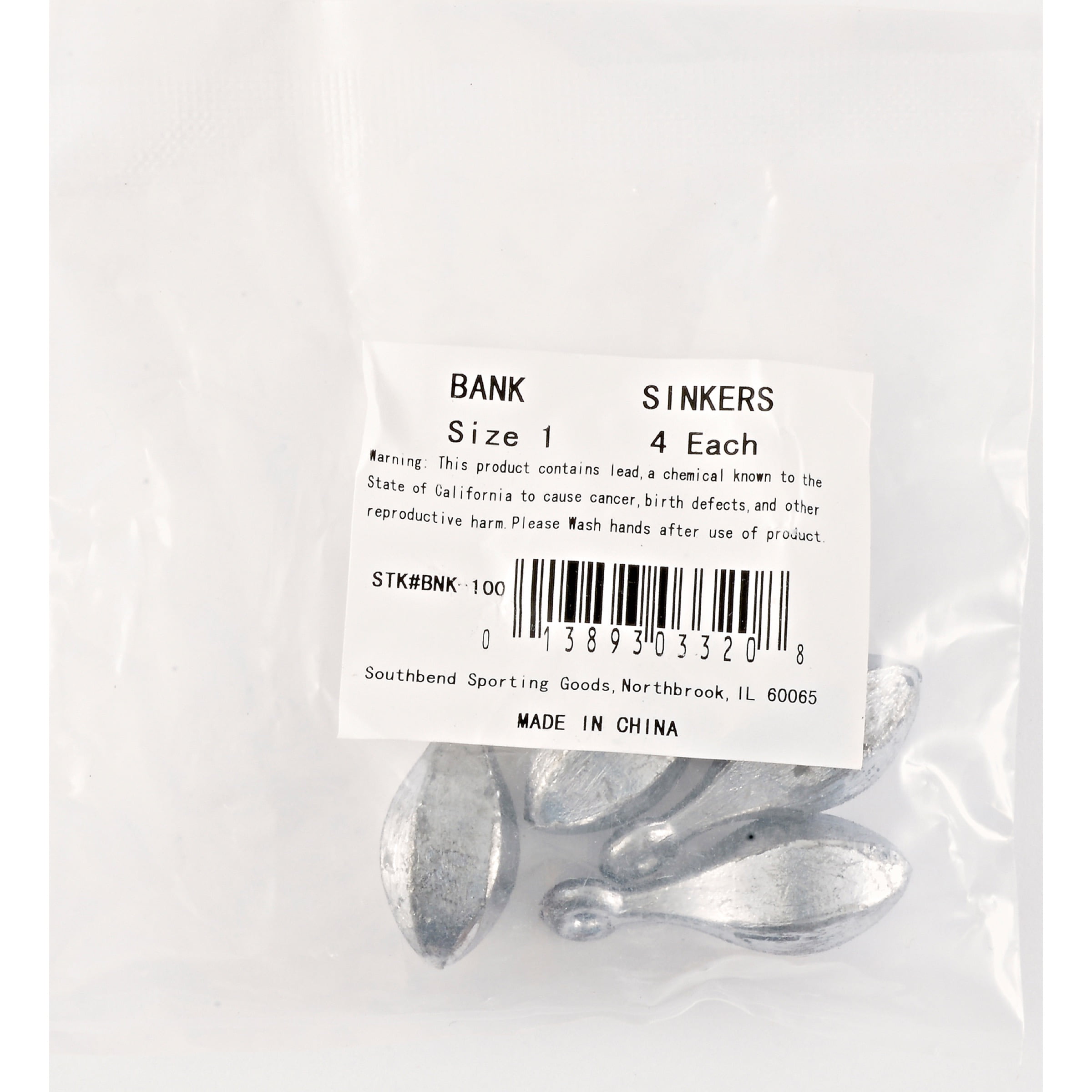South Bend Bank Sinkers Fishing Terminal Tackle, #3, 3 oz., 5-pack 