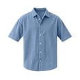 thumbnail image 6 of Domuza Mens Textured Short Sleeve Shirts Corduroy Casual Solid Button Polo Shirt Comfy Wrinkle Free Tops Light Blue 5XL, 6 of 7