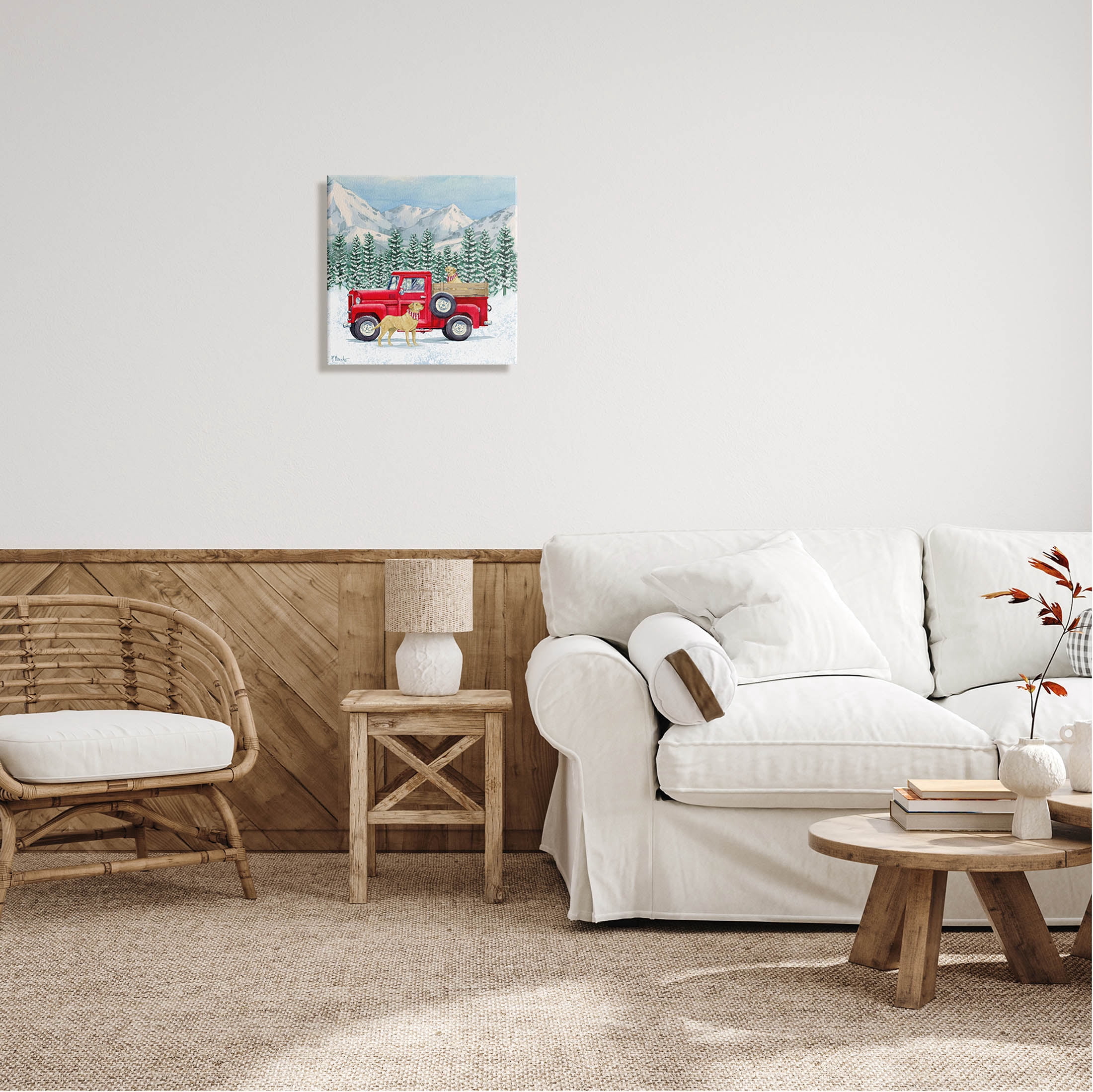 Stupell Industries Winter Pups Holiday Red Truck Painting Gallery Wrapped Canvas Print Wall Art, Design by Paul Brent