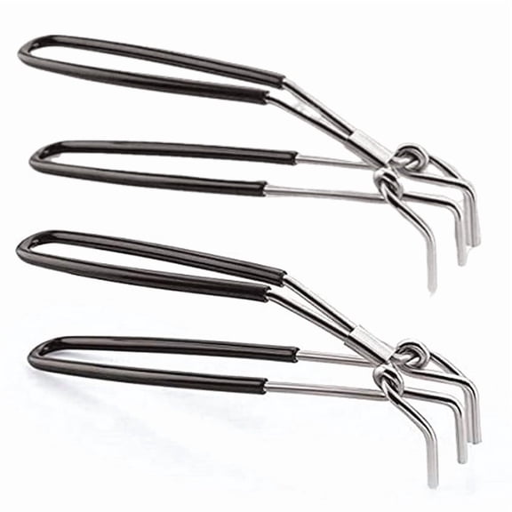 i WARE Stainless Steel Wire Tong Pakkad Utensil Holder, Kitchen Pincers with Grip (21cm) (Black) (Set of 2)
