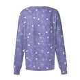 thumbnail image 4 of Scrub Tops Women Floral Print 2 Pockets Snap Button Scrub Jacket Long Sleeve Cozy Trendy Nurse Uniform Dark Purple 2XL, 4 of 4