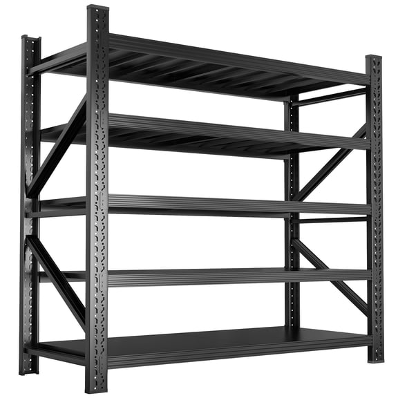 Yamissi 5-Shelf Metal Storage Shelf Unit, Black, Holds up to 660 lb Per Shelf, Heavy Duty Height Adjustable Garage Shelves, 59.1"W x 23.6"D x 70.8"H