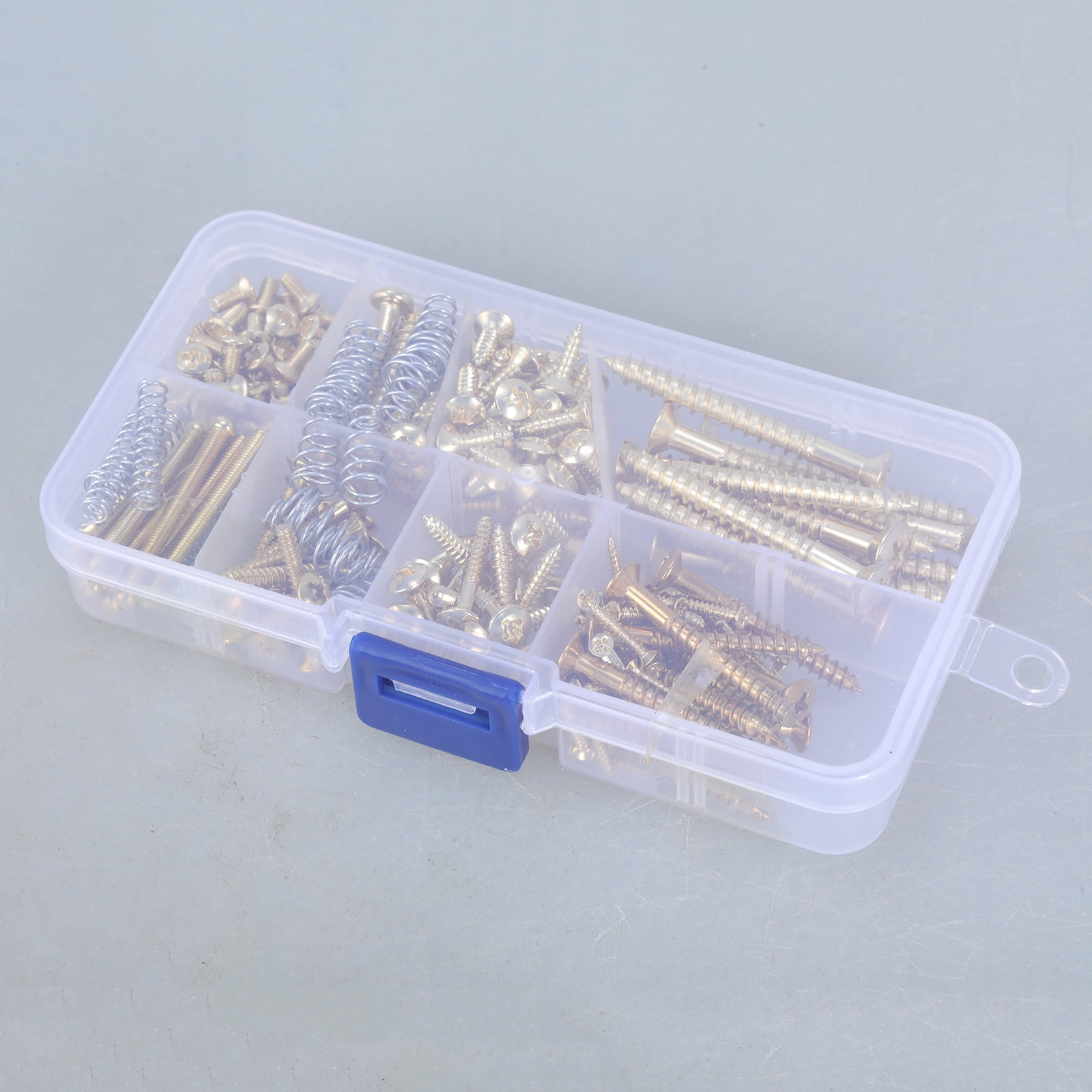 Guitar Screws Assortment Box Kits for Electric Guitar Tuner, Neck Plate, with Springs, 9 Types, Total 173 Pieces