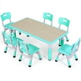 thumbnail image 2 of Arlopu Kids Table and 6 Chairs Set w/ Graffiti Desktop & Non-Slip Legs, Height Adjustable Multi-Activity Table & Chairs Set for Ages 2+, Green, 2 of 9