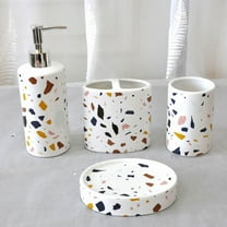 Heavenly Designs Watson Bathroom Accessories - White Speckled Resin Bathroom Set - Age Adult