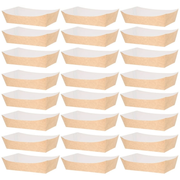 100 Pcs Food Storage Kraft Paper Shipping Box Cocktail Plates for Appetizers Tray White