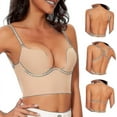 thumbnail image 2 of Women's Low Back Bra Seamless Deep U Plunge Backless Convertible Multiway Low Cut Open Back Halter Bra, 2 of 5