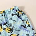 thumbnail image 7 of XUELUO Toddler Boys Casual Outfit Sets Summer Coconut Tree Print Lapel Botton Down Short Sleeve T Shirt Tops Shorts Gentleman Two Piece Activewear,Blue,3-4 Years, 7 of 7