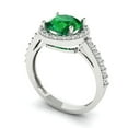 thumbnail image 2 of 1.86 ctw with Simulated Diamond Halo Accents Anniversary Ring for Women | Round Cut Simulated Emerald | Hyperallergenic Solid 18K White Gold, 2 of 5