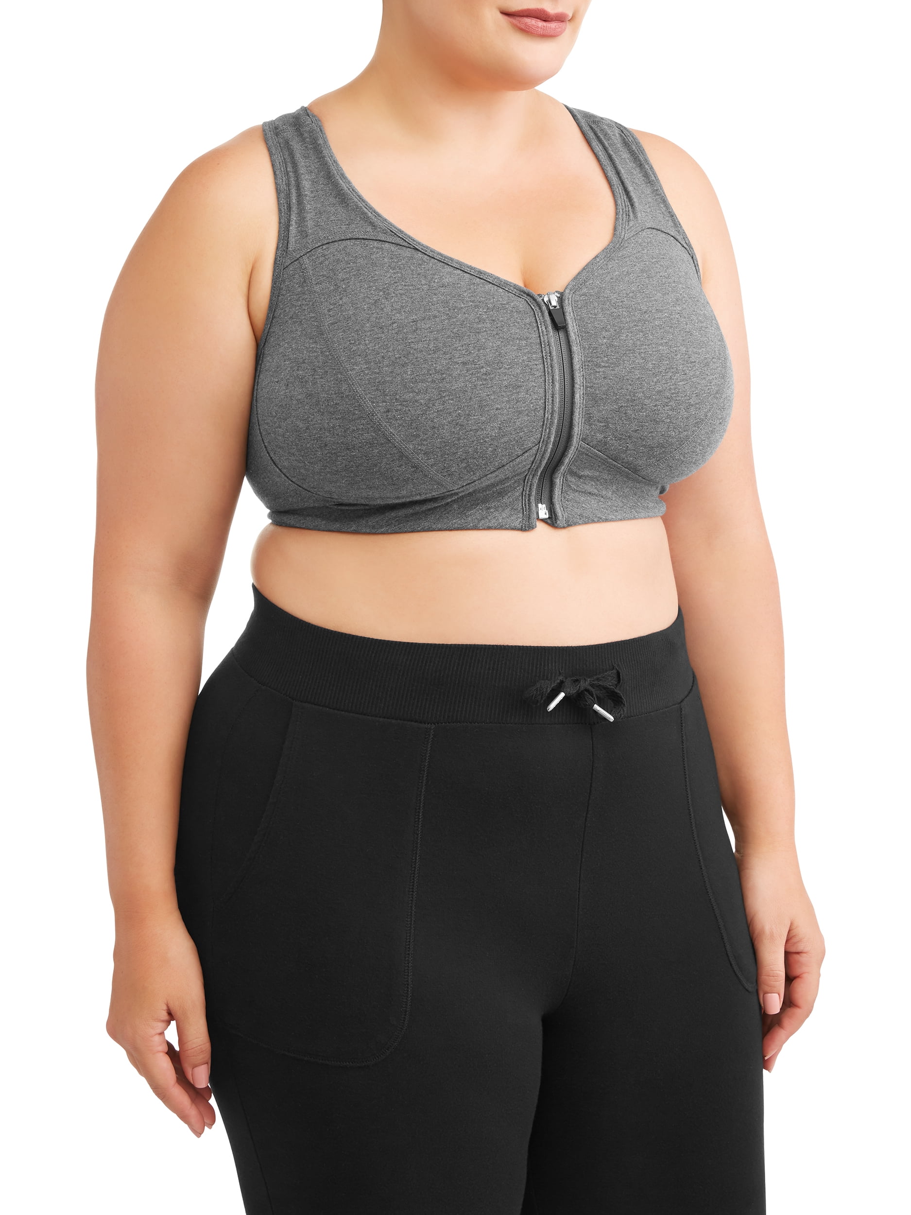 Athletic Works Women's Plus Size Zip Front Sports Bra