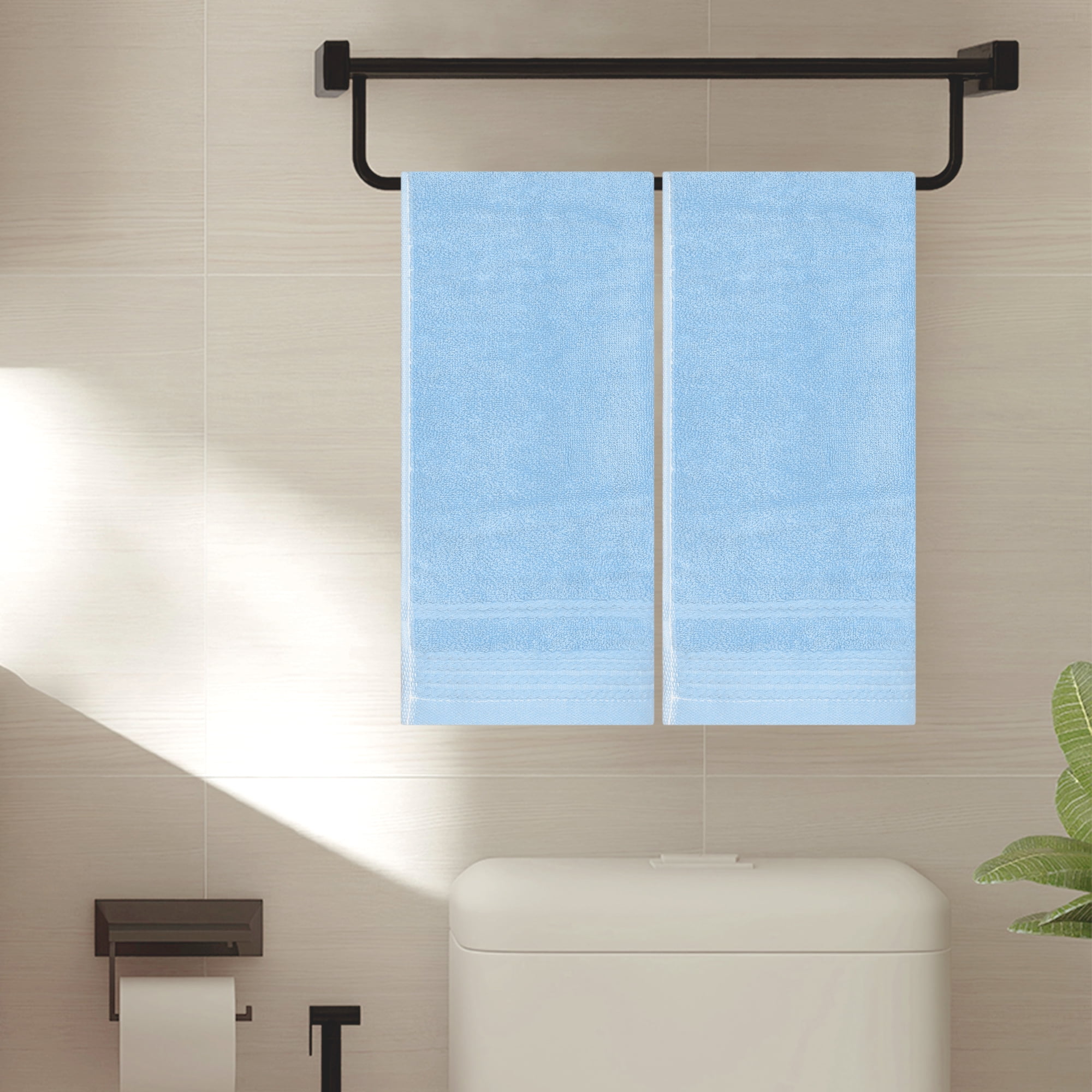 Unique Bargains 4 Pcs Striped Quick Drying Non-Linting Hand Towel Blue/Pink
