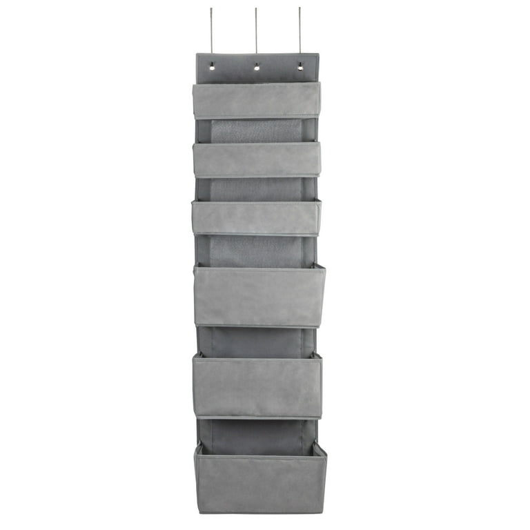 Household Essentials 6 Pocket Over the Door Pocket Organizer PP Non Woven Fabric Pockets Reinforced Siding Foldable Versatile Perfect for Residential and Commercial Doors Grey Walmart