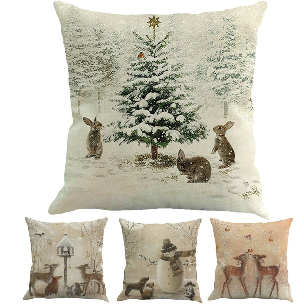 Christmas Printing Dyeing Sofa Bed Home Decor Pillow Case Throw Cushion Cover 
