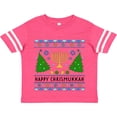 thumbnail image 3 of Inktastic Happy Chrismukkah Sweater Style with Menorah and Trees Boys or Girls Toddler T-Shirt, 3 of 5