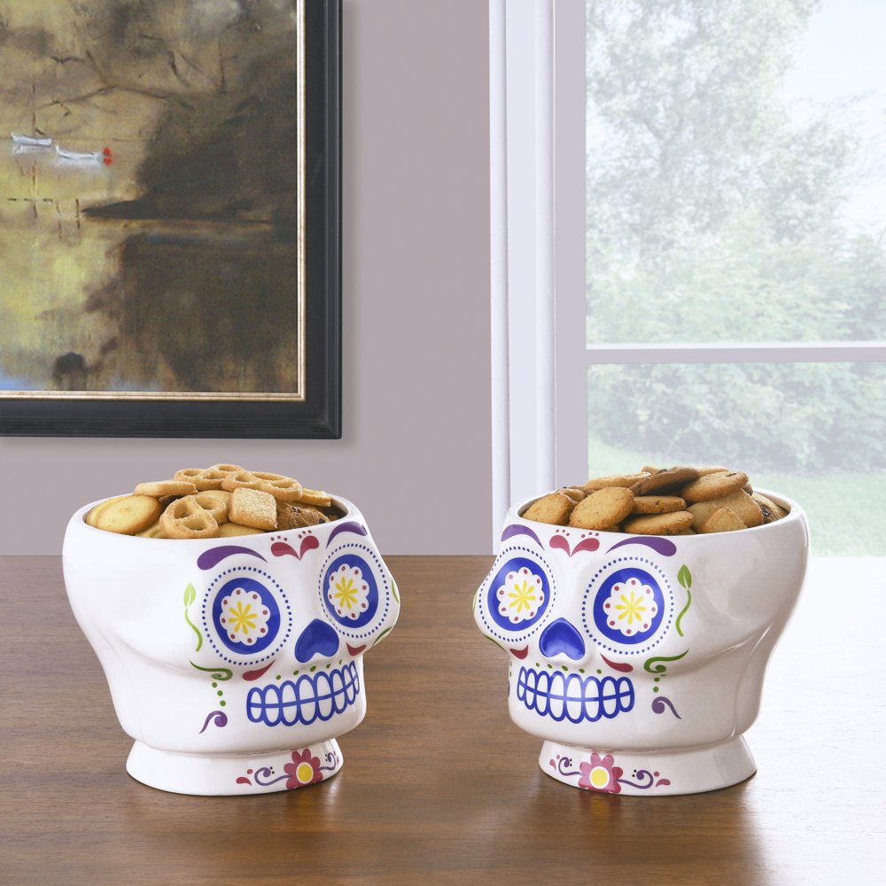 Mainstays Sugar Skull 8in Bowl, Set Of 2