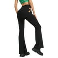 thumbnail image 5 of Women's High Waist Hollow Out Flare Pants Stretchy Cut Out Slim Fit Bell Bottomed Long Trousers, 5 of 7