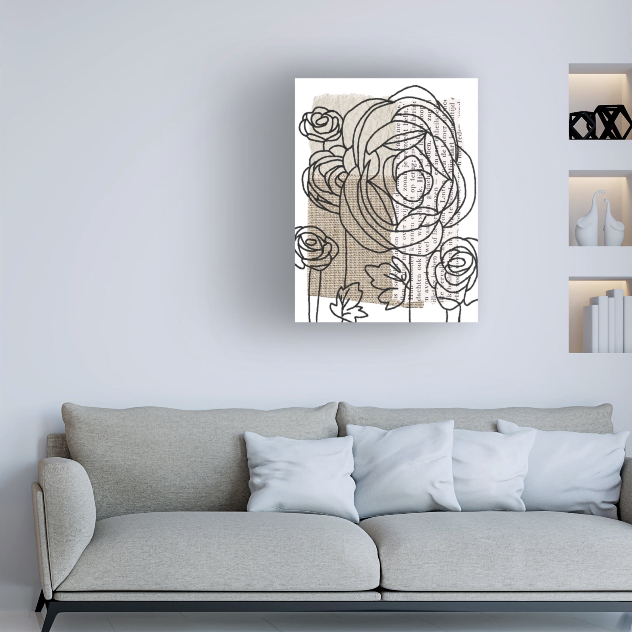 Trademark Fine Art Alonzo Saunders Drawn Flowers II Canvas Wall Art