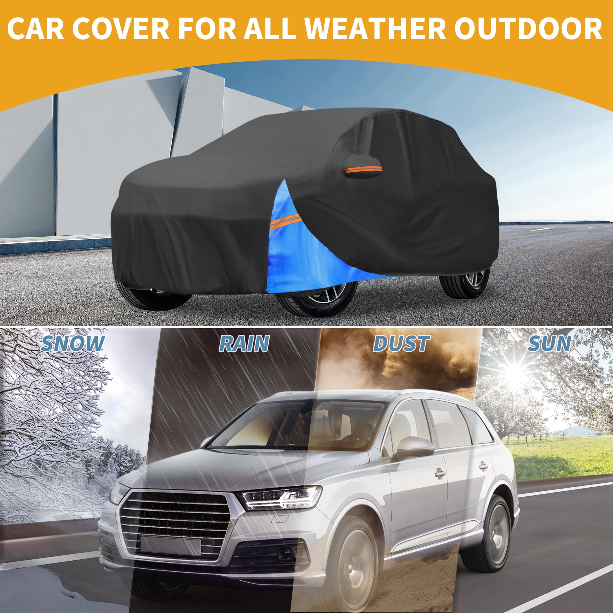 Unique Bargains Waterproof Car Cover Right Side Zipper 167.32"x70.87"x55.12"