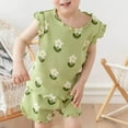 thumbnail image 5 of Spazoro Toddler Girls Homewear Outfit Sets, Cotton Summer 2-Pieces Graphic Print Short Sleeve Shirt and Shorts Sets Green Size 2-3 T, 5 of 8