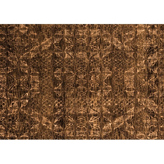 Ahgly Company Indoor Rectangle Abstract Orange Modern Area Rugs, 2' x 5'