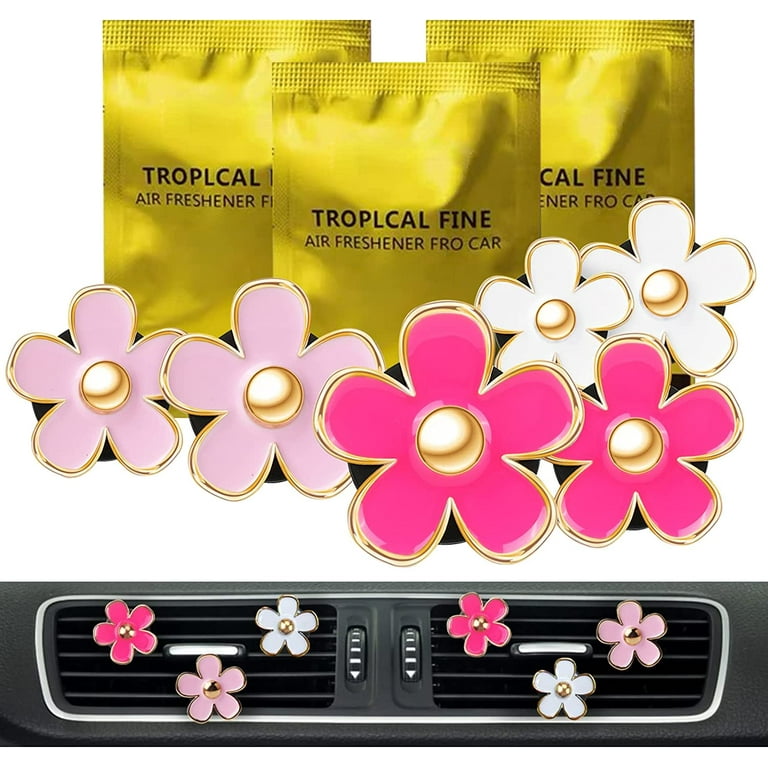 Cute Gifts Pink Car Decor Accessories for Women Teens, 6pcs Car Scent Air  Fresheners Vent Clips, Girly Daisy Flower Decorations Interior Aesthetic