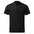 thumbnail image 5 of Mens T-shirts Men Spring And Summer Solid Color Casual Linen Stand Collar Plus Size Beach Vacation Short Sleeve Shirt Top Shirt And Set Men French Set 8 Casual Tee Full Sleeve Polyester Black XL, 5 of 5