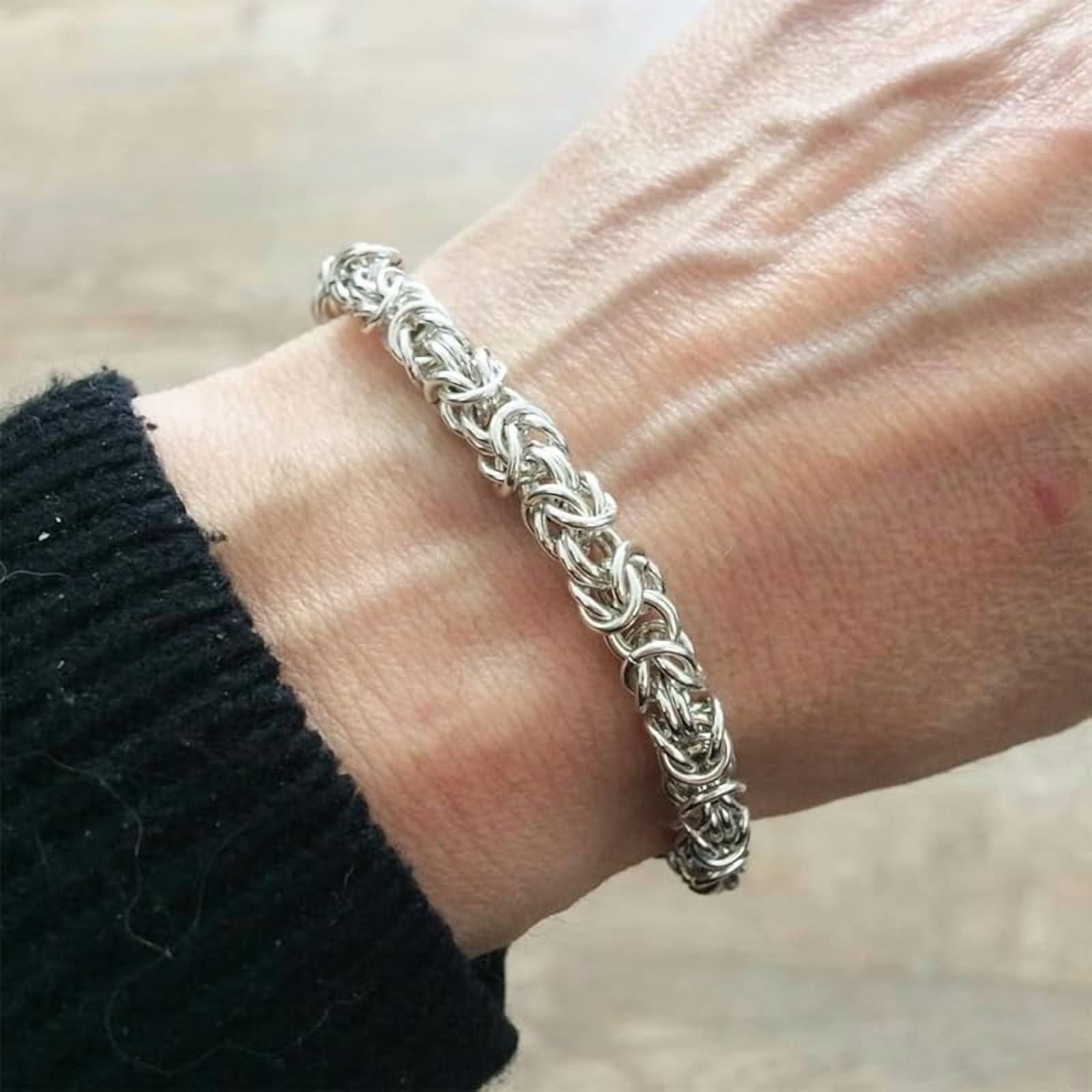 6MM Byzantine Chain Bracelet Solid 925 Sterling Silver Man Link Bracelet Made in Italy with Lobster Clasp for Men Women Size 7/8/9