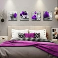 thumbnail image 3 of Purple Wall Art Bathroom Decor Rose Flower Canvas Prints Black and White Grey Background Romantic Love Painting Artwork Couple Bedroom Pictures Floral Posters Living Room Home Decorations 12x12 4 Pcs, 3 of 6