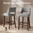 thumbnail image 5 of Usaint Chenille Bar Stools Set of 4, 26" Counter Height Barstools, Mid-Century Wooden Kitchen Island Chairs for Dining Room, Gray, 5 of 9