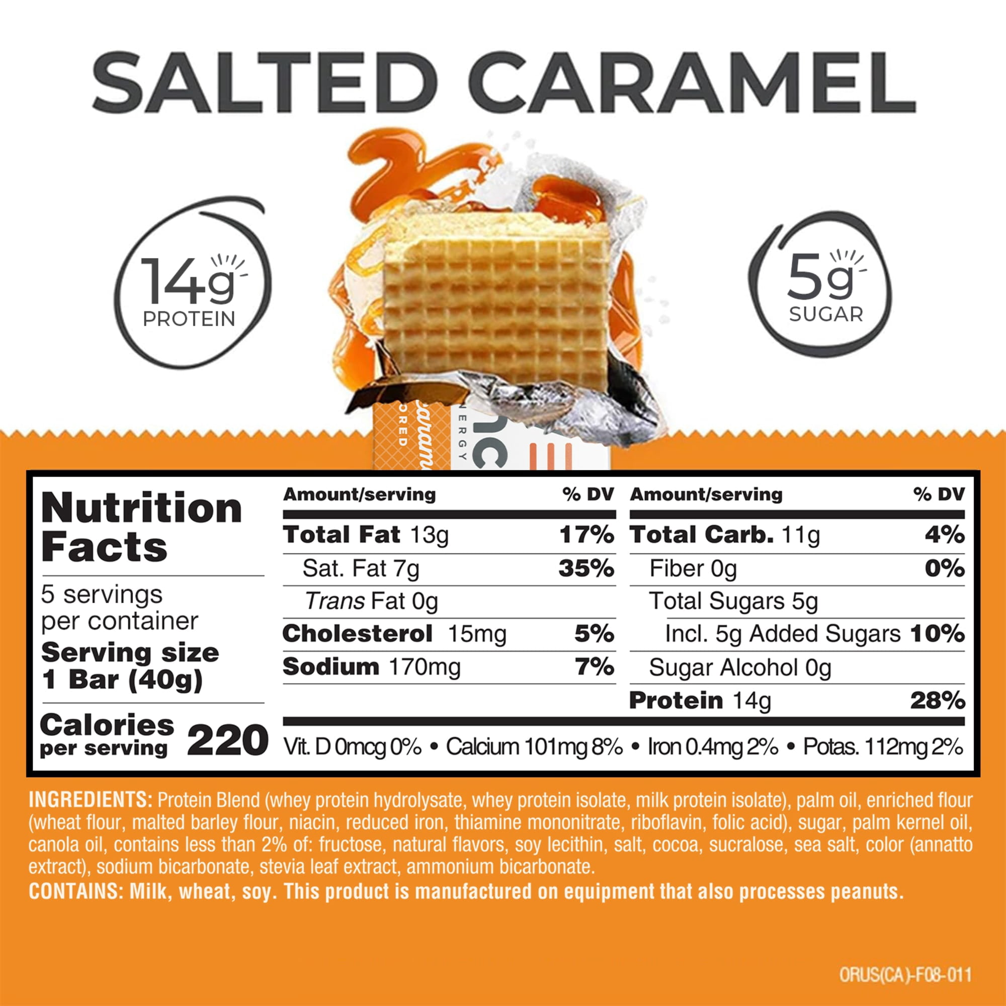 Power Crunch Salted Caramel Bars 1.4oz, 5 Count