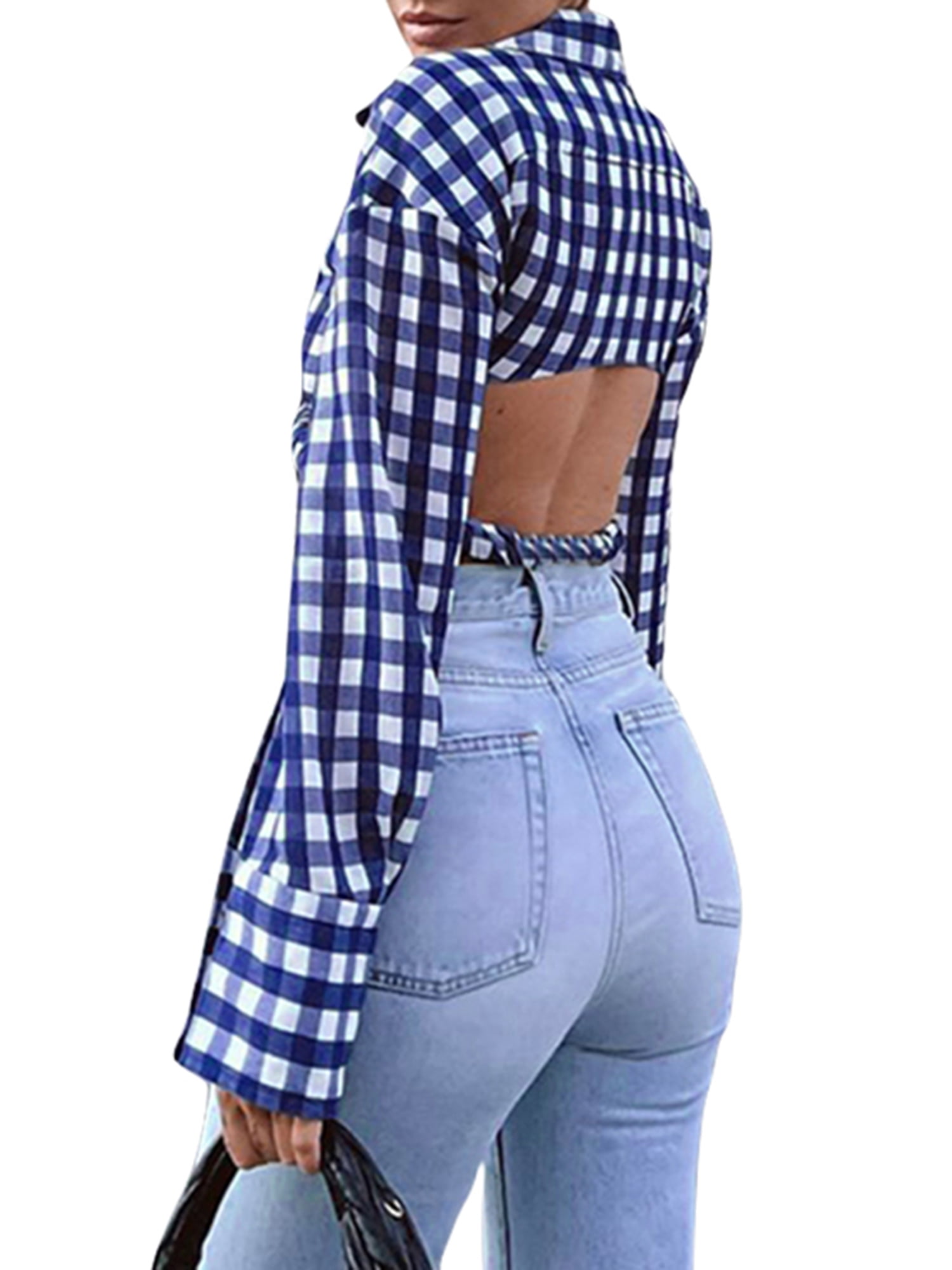 ACANI Blue Crop Tops for Women Ribbed Women's Long Sleeve Slim Fit Blue  Crop Tops Basic Stretchy Lightweight Button-Down Button-Down(Blue X-Small)  : : Clothing, Shoes & Accessories