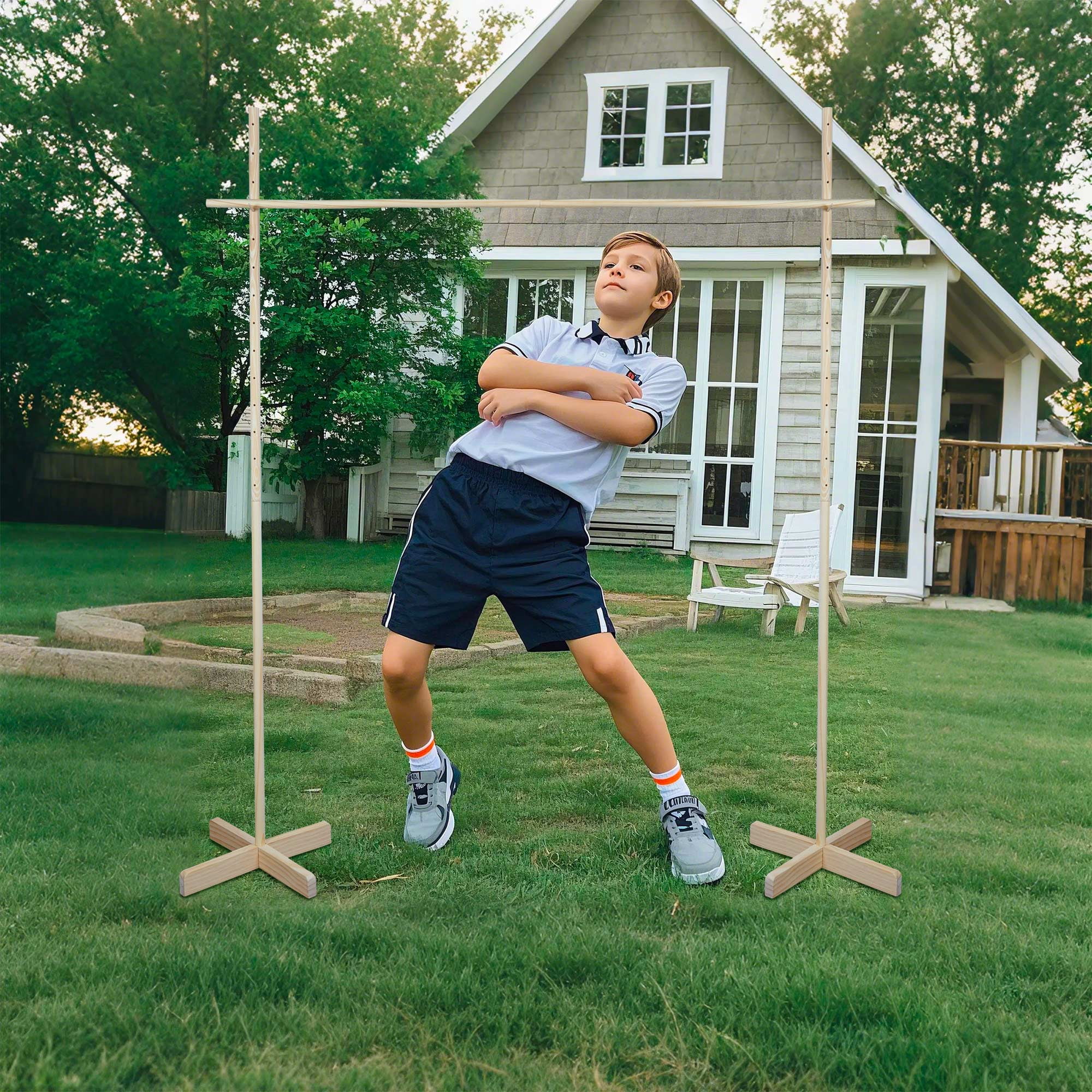 Fugocen Wooden Limbo Game 4.7ft Tall Limbo Pole How Low Can You Go Outdoor Game Set