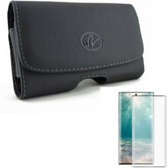 Screen Protector & Case Belt Clip for Samsung Galaxy Note 20 Phone - Combo with Tempered Glass (Fingerprint Unlock) 3D Curved Edge Full Cover & Leather Swivel Holster Loops