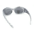 thumbnail image 4 of Hedgehog Fur Carving Retro Wrap Thick Temple Plastic Sunglasses Silver - Silver Mirror, 4 of 4