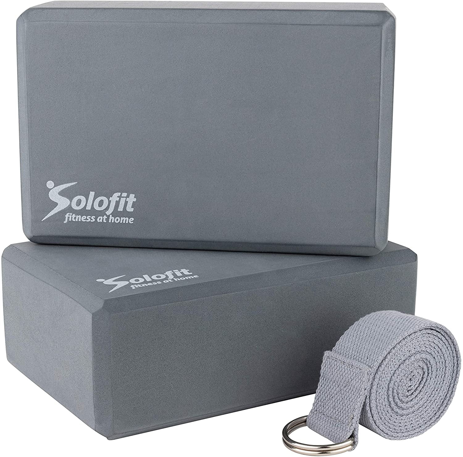 Solofit Yoga Blocks (2) with 6ft Yoga Strap High Density EVA Foam