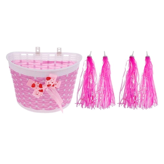 Girl' bike Basket Front Decoration with 4Pcs Streamers - Accessories - - Pink