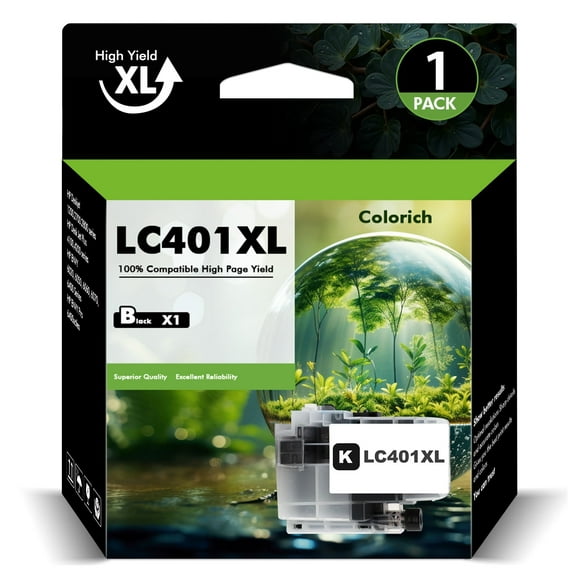 LC401XL LC401 MFC-J1010DW Ink Cartridges for Brother Printer 401XL LC 401 1-Pack High Yields for MFC-J1010DW MFC-J1170DW MFC-J1012DW MFC-J1800DW MFC J1010DW (1 Black)