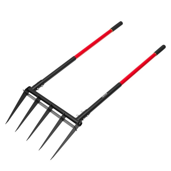 5-Tine Heavy Duty Broad Fork, U-Shaped Garden Pitch Fork for Spading and Soil Aeration